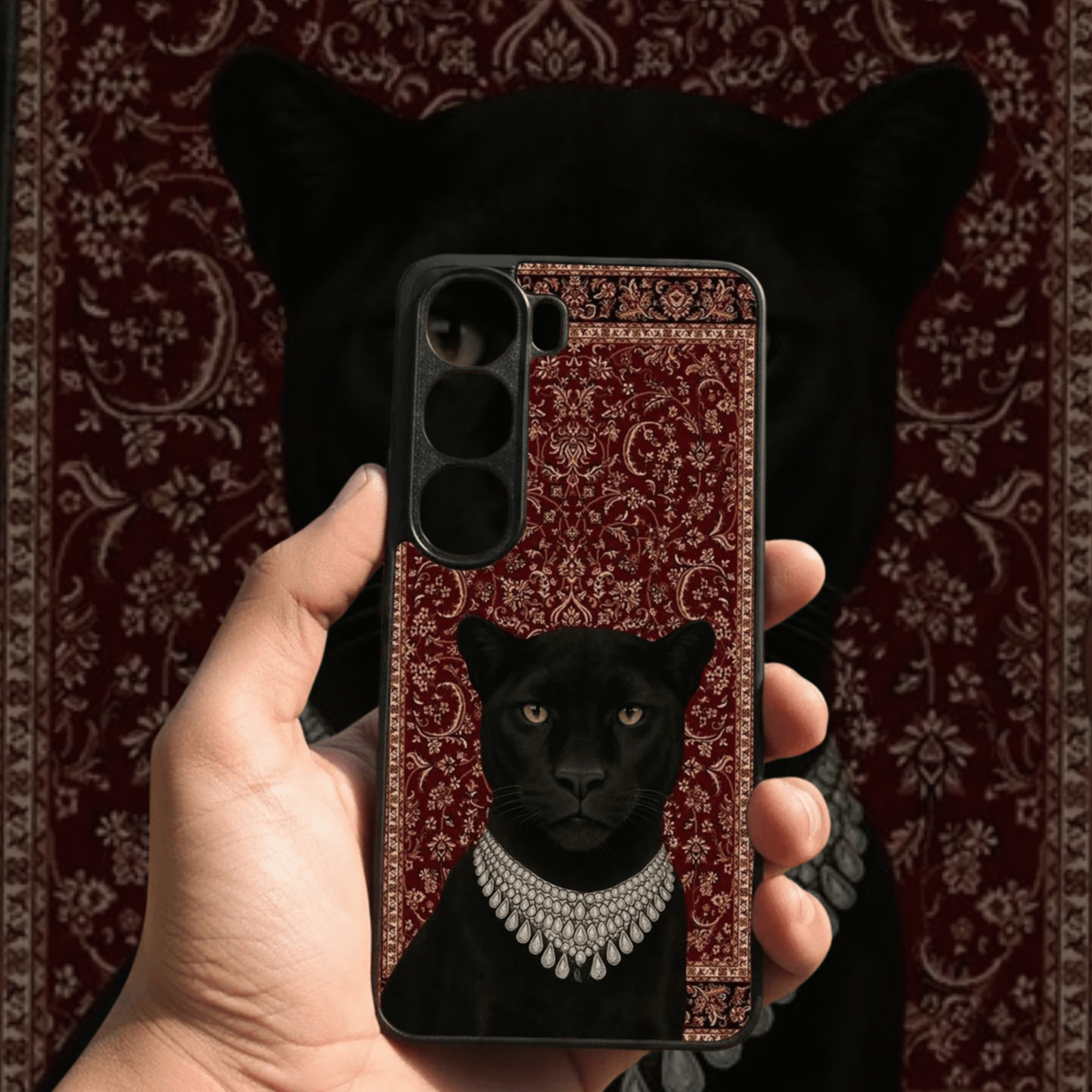 Premium Persian Calligraphy Black Panther Phone Case – All Phone Models Available