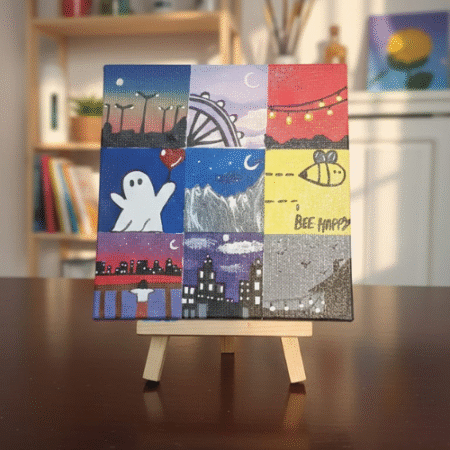 9-Panel Aesthetic Grid Handmade Canvas Painting All Sizes Available