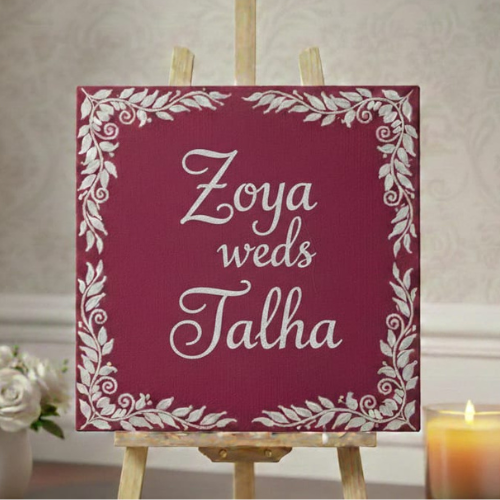 Customized Couple Name Wedding Handmade Canvas Painting All Sizes Available