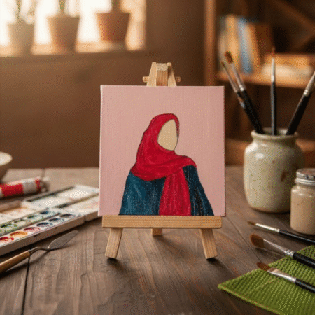 Hijabi Woman Faceless Portrait Handmade Canvas Painting All Sizes Available