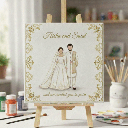 Customized Nikah Couple Name Handmade Canvas Painting All Sizes Available