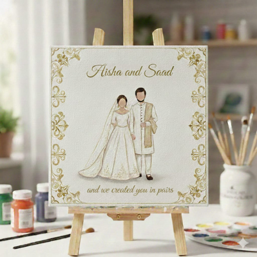 Customized Nikah Couple Name Handmade Canvas Painting All Sizes Available