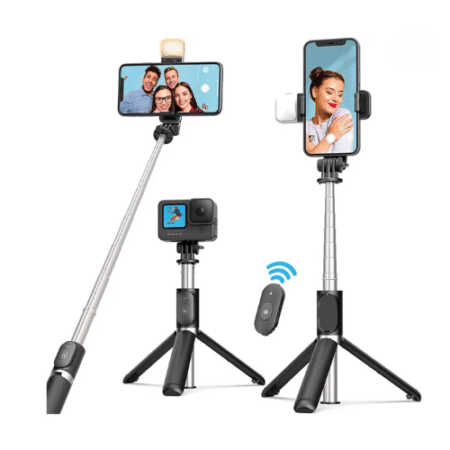 R1s Bluetooth Selfie Stick with Remote & Selfie Light – 3-in-1 Tripod & Mobile Stand