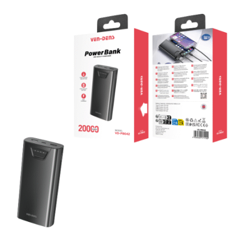 VenDens VD-PB042 20000mAh Power Bank – High Capacity Fast Charging